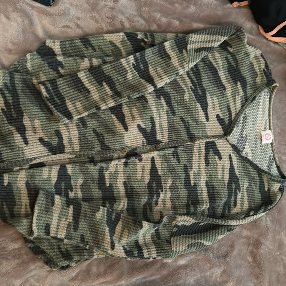 Camo button down oversized shirt